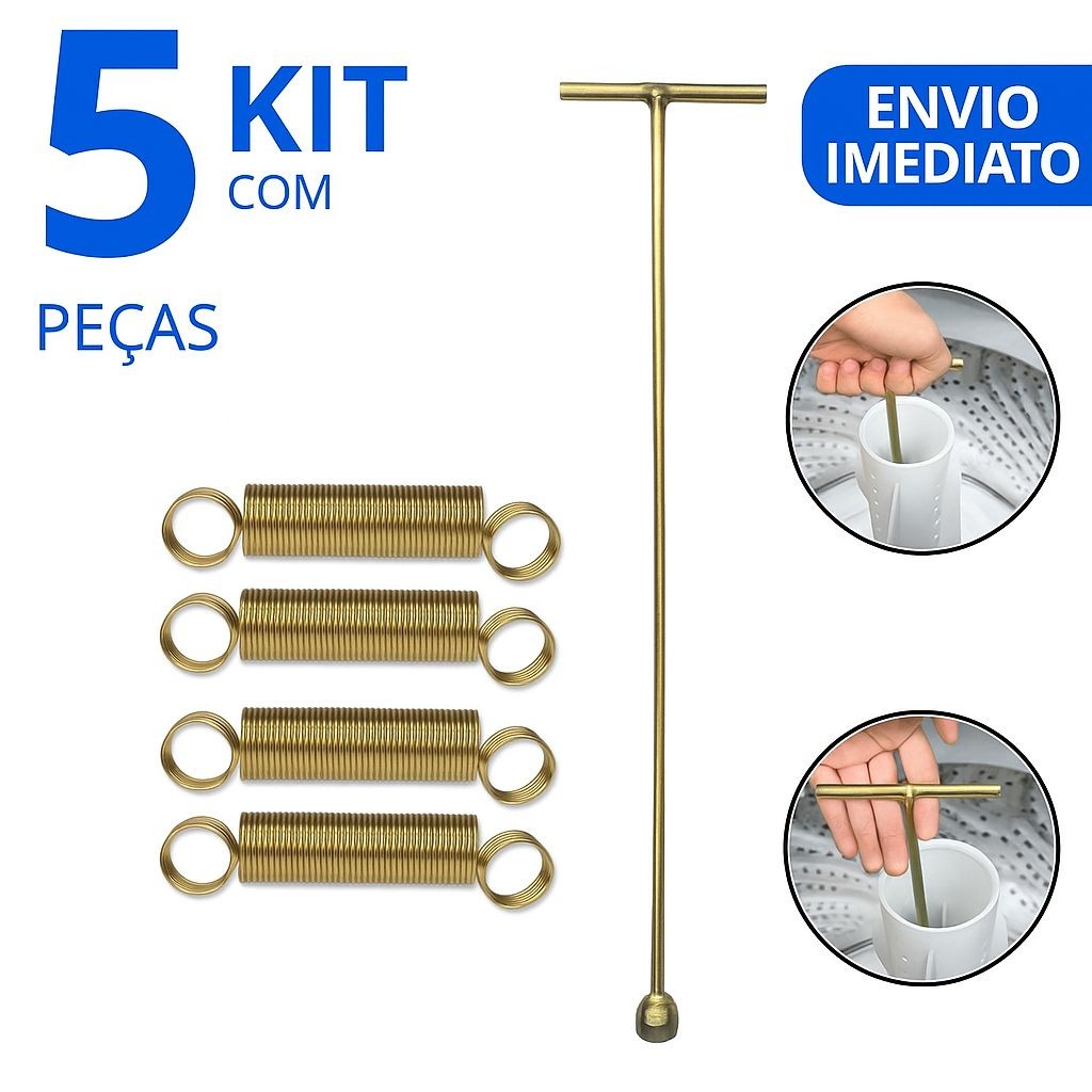 KIT 5 Unidades 1 Chave T 10mm Longa Agitador Electrolux 62cm Lm08 Lm06 + 4 molas