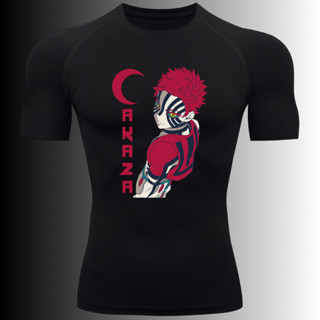 Camiseta Compressão Curta Anime Demon Slayer Kimetsu No Yaiba Akaza Lua Superior Três Rash Guard em Oferta na Shopee