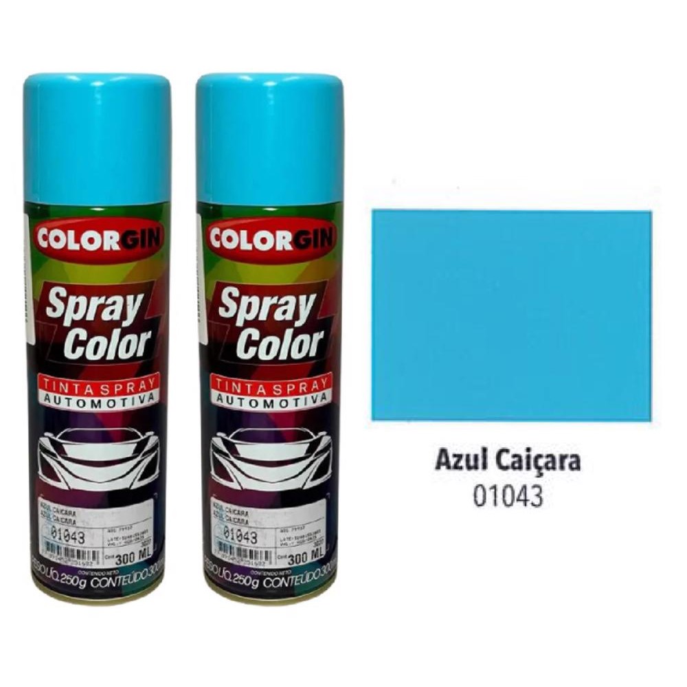 kit c/ 2 TINTA SPRAY AUTOMOTIVA AZUL CAICARA COLORGIN 300ML