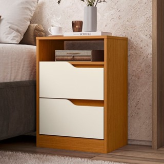 Mesa de Cabeceira 2 Gavetas sem Pés Doble Cinamomo/Off White em Oferta na Shopee