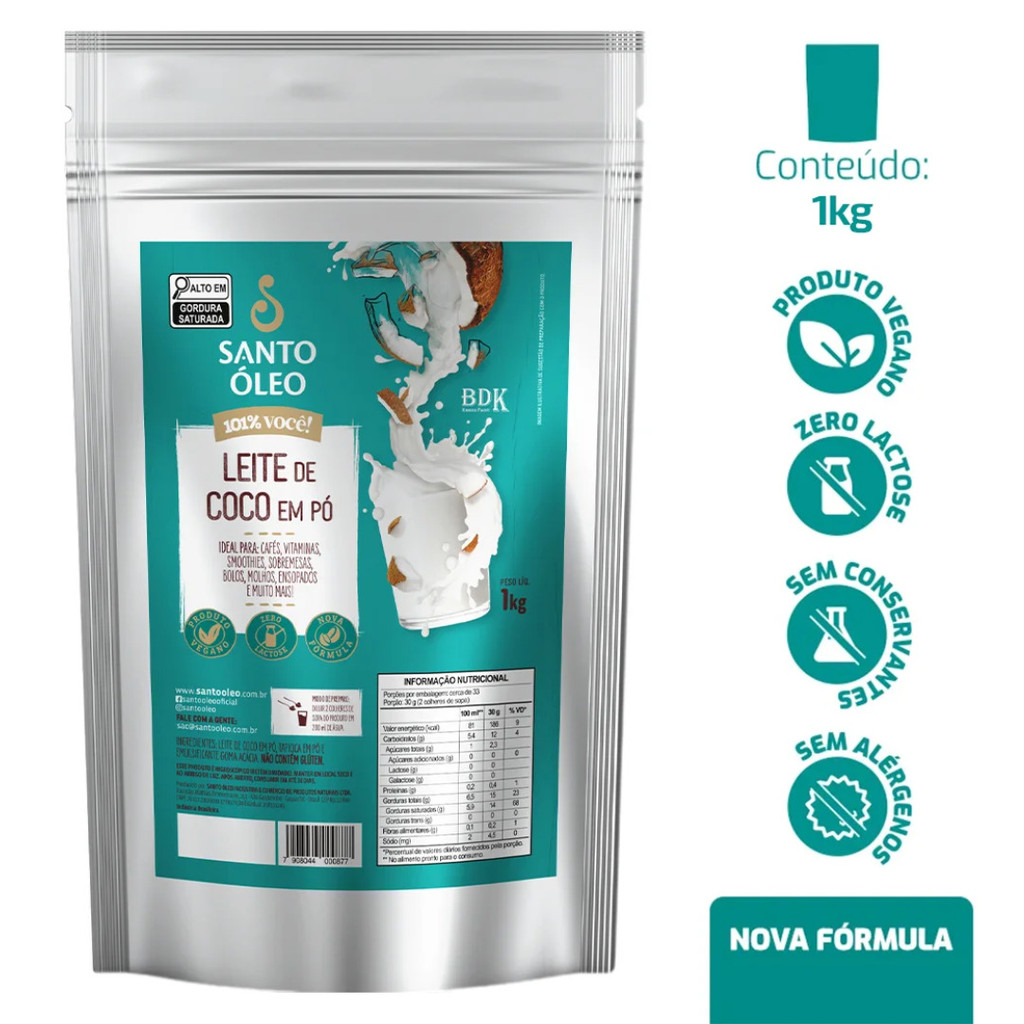 Leite de Coco em Pó 1kg- Santo Óleo em Oferta na Shopee
