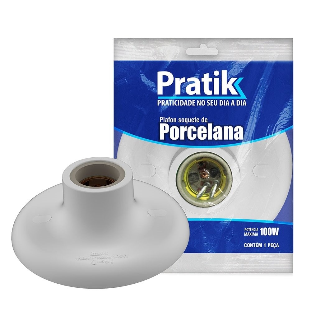 Plafon Pratik Soquete Porcelana Branco em Oferta na Shopee