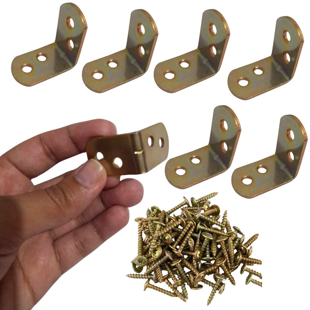 Código de ângulo de ferro de suporte em forma de L 20 unidades + parafusos em Oferta na Shopee