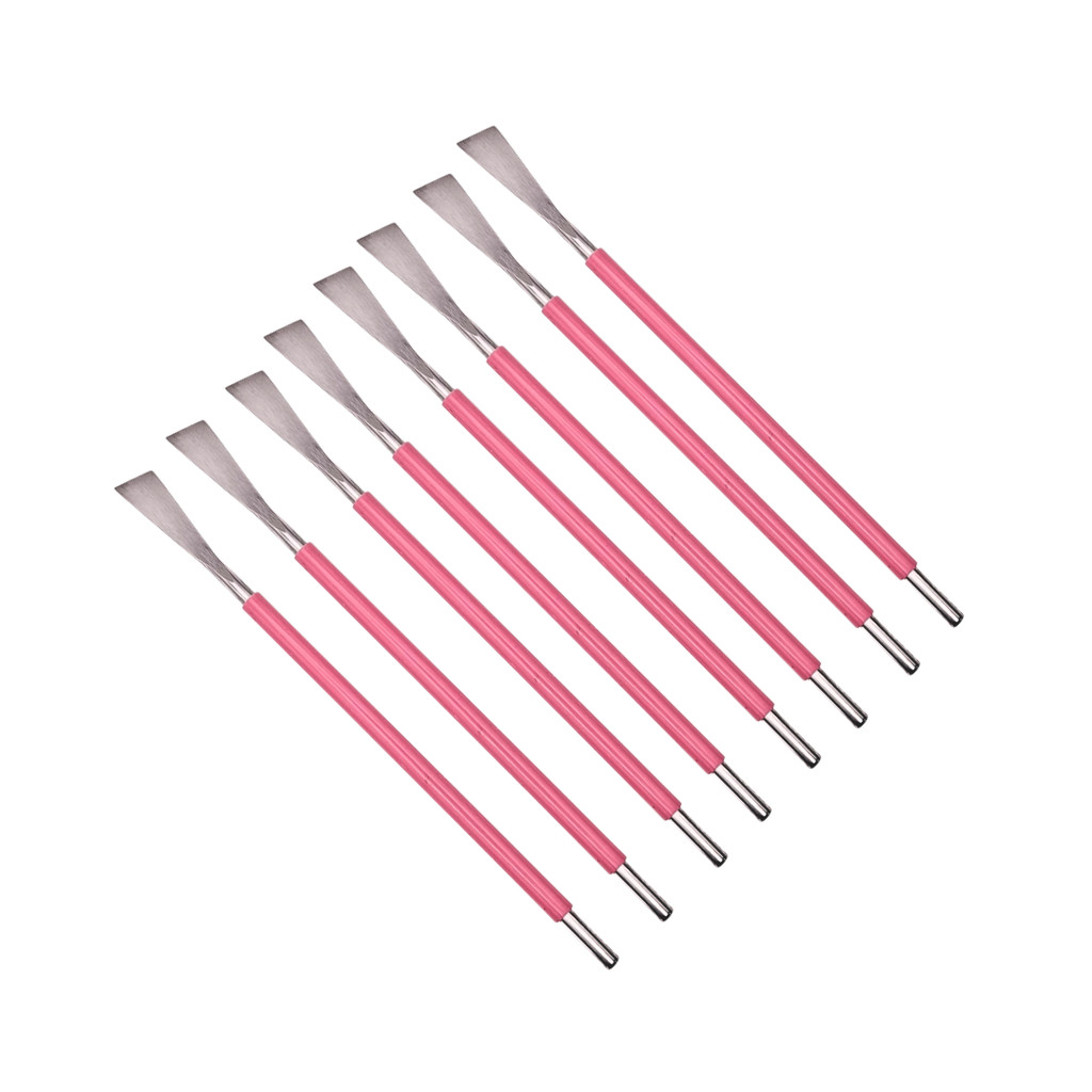 8 Espátula Calo Médio Cabo Silicone Rosa Slim