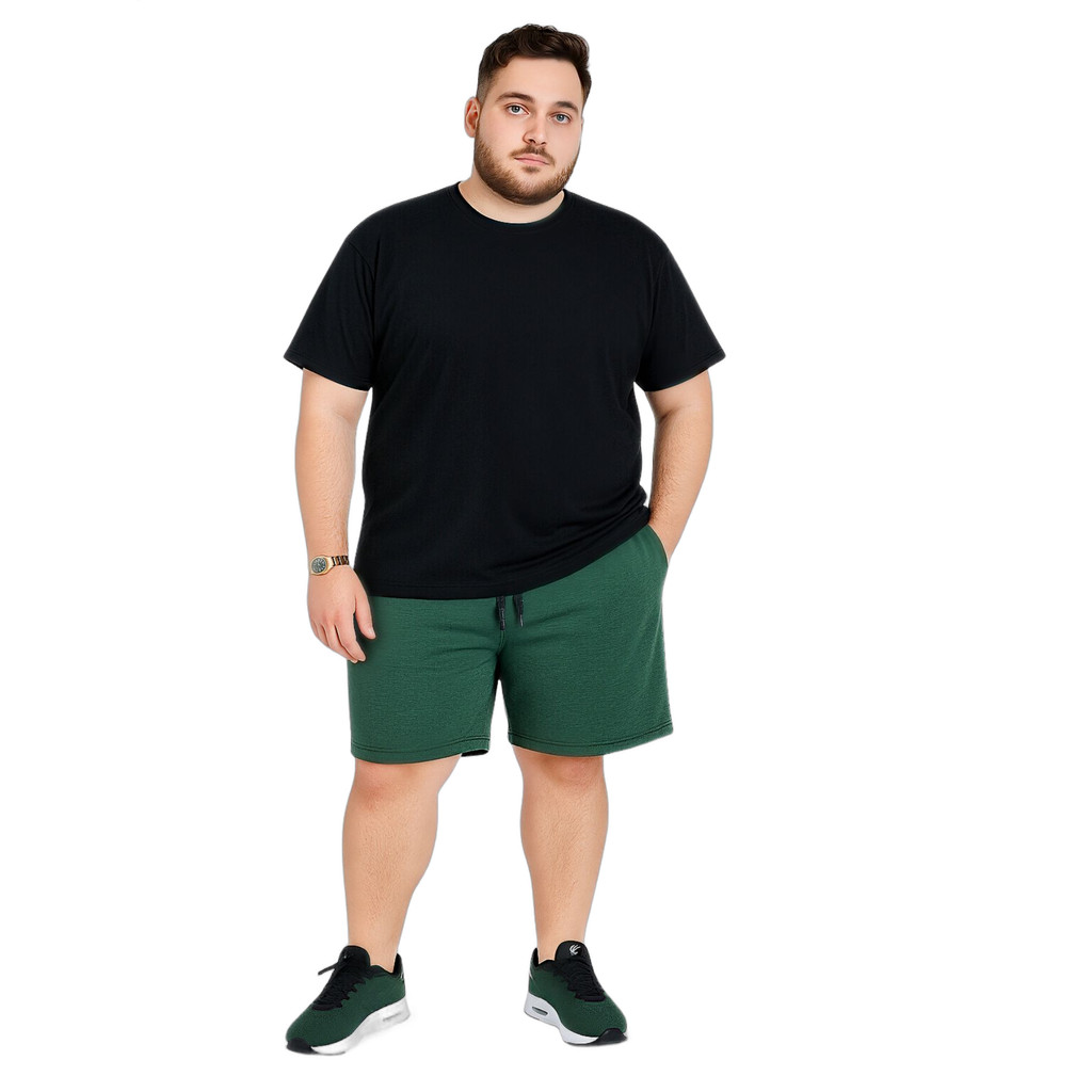 Bermuda de Moletom Plus Size Masculino Verde Shorts de Moletom Plus Size Homem Bermuda de Tamanho Grande
