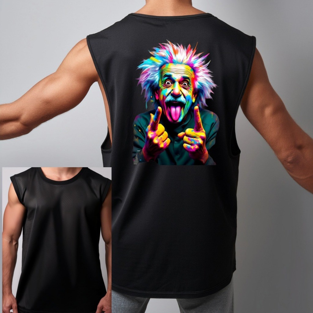 Camiseta Camisa  Oversized  Regata  cavada  100% Algodão estampada  Albert Einstein Louco