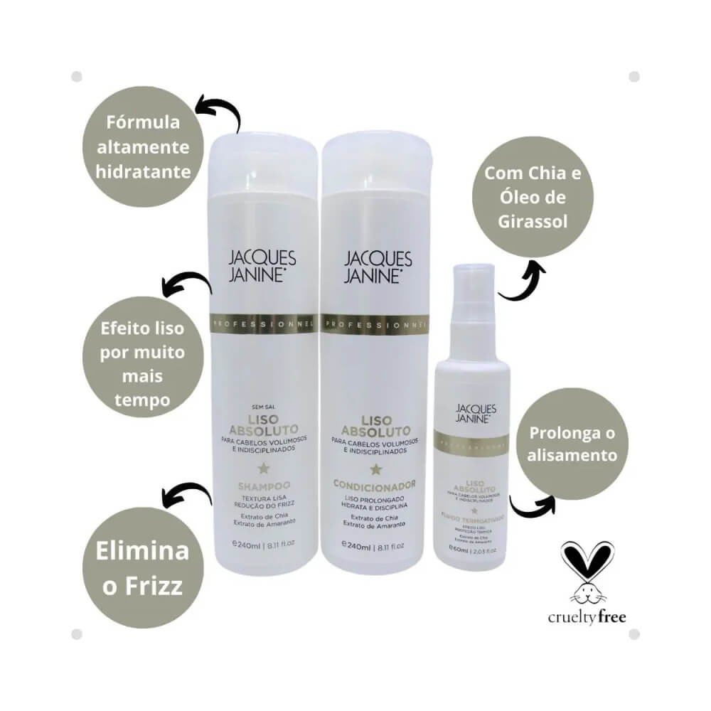 Kit Shampoo + Condicionador + Spray Jacques Janine Liso Absoluto · foto 2