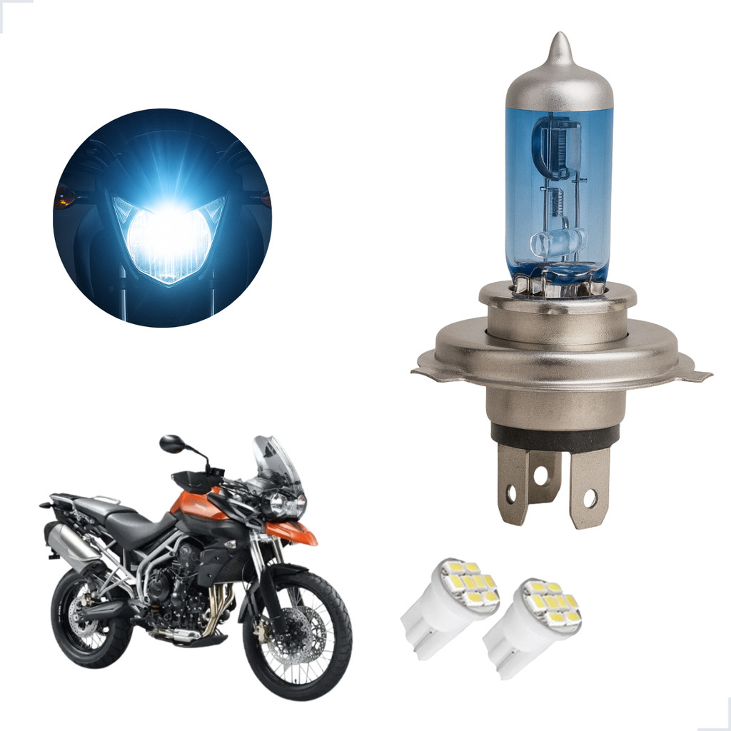 Lâmpada Halógena Super Branca H4 para Moto Triumph Tiger 800 Xc 2012 2013