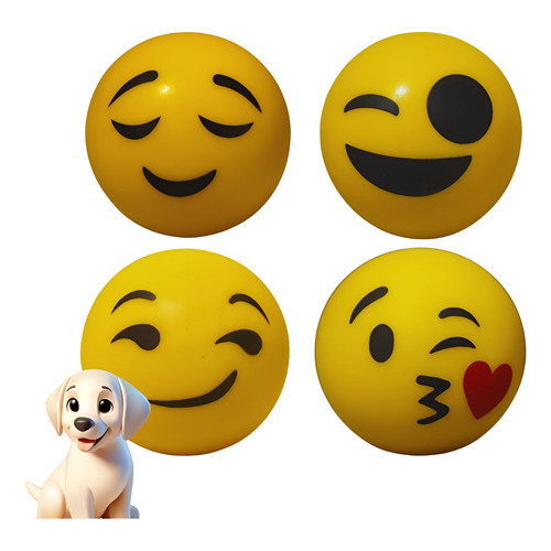 4x Bola Emotions Brinquedo Para Cachorro Médio 7 Cm Budz Pet Amarelo