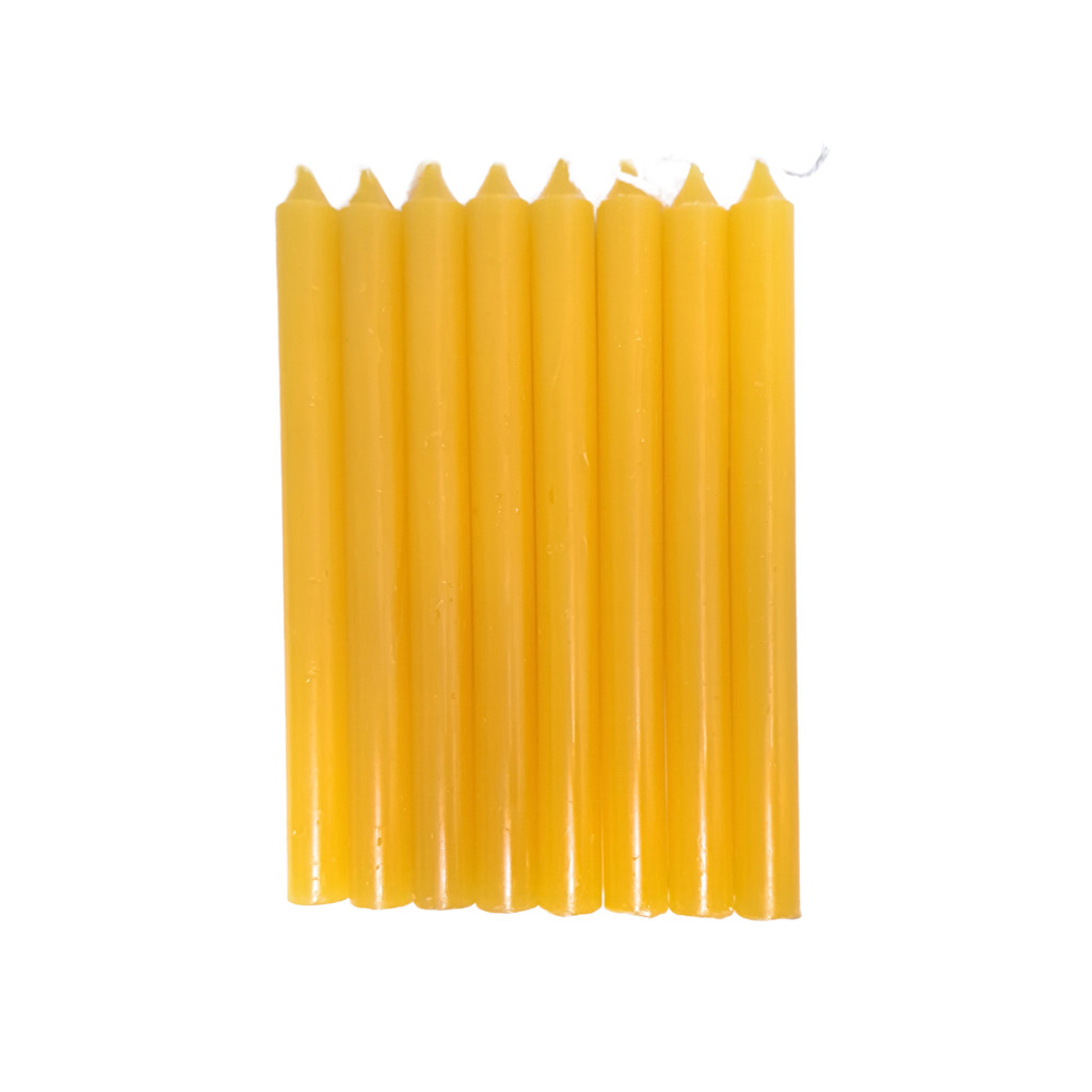 VELA PALITO AMARELA MEL 18CM PACOTE COM 8 UNIDADES