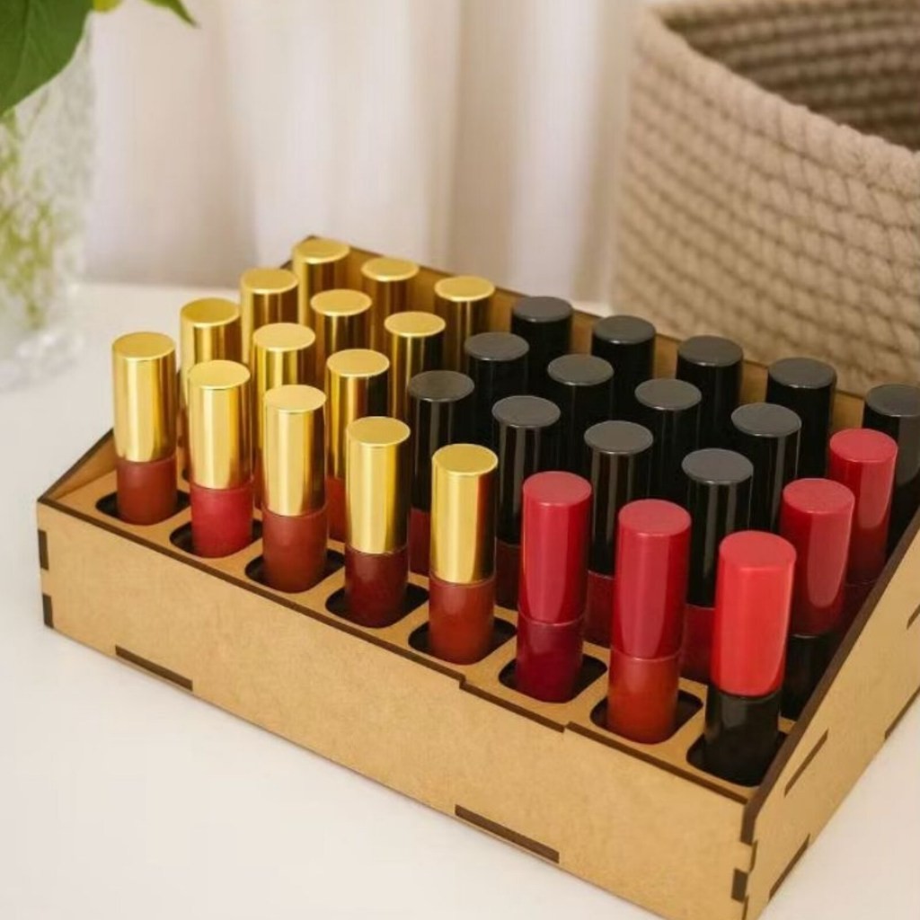 Expositor Batom de MDF cru para 48 Unidades Organizador de Maquiagem em Oferta na Shopee