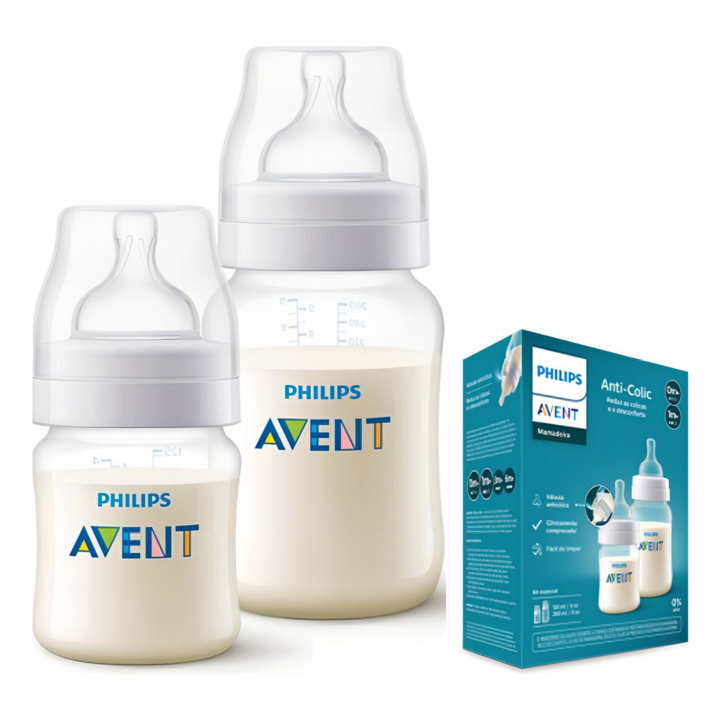 Kit Duplo Mamadeiras Avent Anti-colic 125ml E 260ml Philips