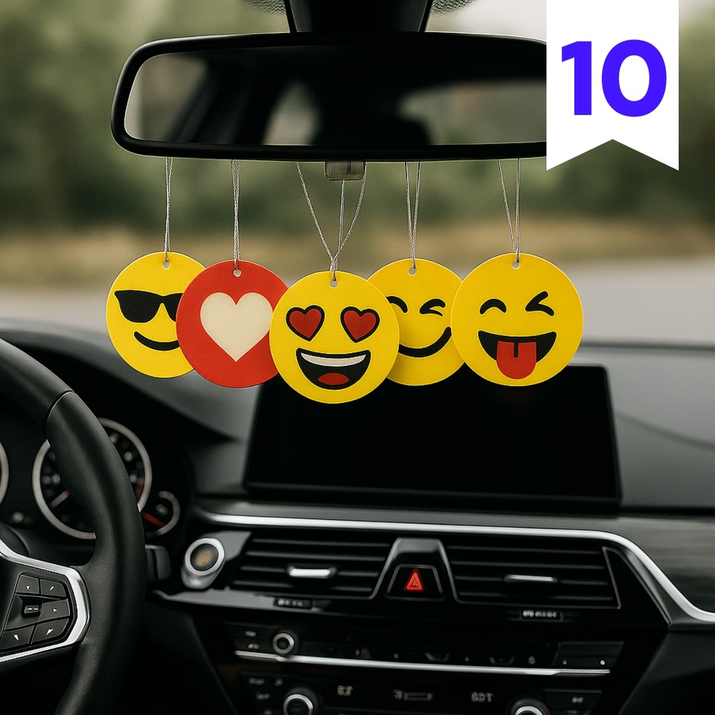 Kit 10x Cheirinho de Carro Automotivo Emoji Aromatizante Lava Rapido Atacado