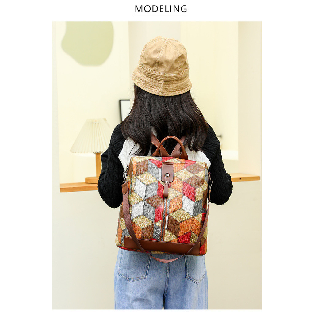 Nova Mochila Feminina Moderna com Grande Capacidade, Mochila Colorida para Estudantes, Mochila de Viagem Antifurto para