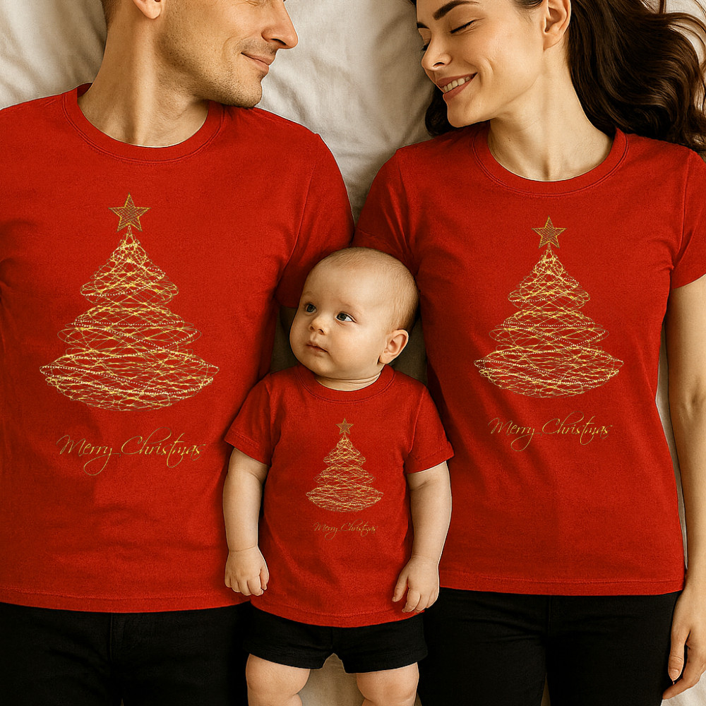 Kit de 3 Peças ou Mais Camisetas Estampa Merry Christmans Arvore Brilhante Tradiçaõ Natalina Arvore de Natal
