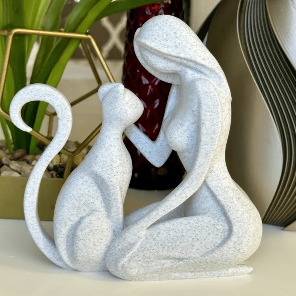Escultura Mulher e Gato estilo minimalista - Decoração | Arte Decorativa para Presente em Oferta na Shopee