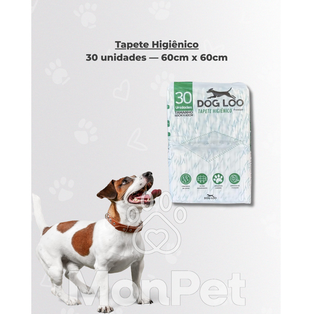 Tapete Higiênico Premium Dog Loo 60x60cm 30 unidades Com envio Imediato