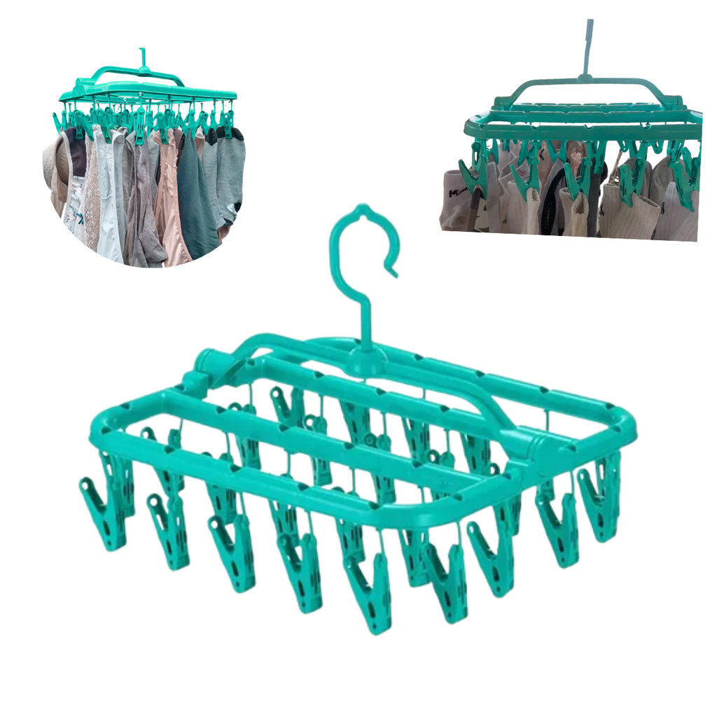 Mini Varal Multiuso 26 Pregadores Resistentes P/ Pano de Prato Roupa Íntima Lingerie Meia Cueca Calcinha Tecido Delicado