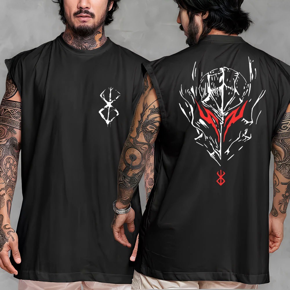 Camiseta Regata Machao Oversized Masculino Berserk Manga Guts StreetWear Gym Academia Unissex