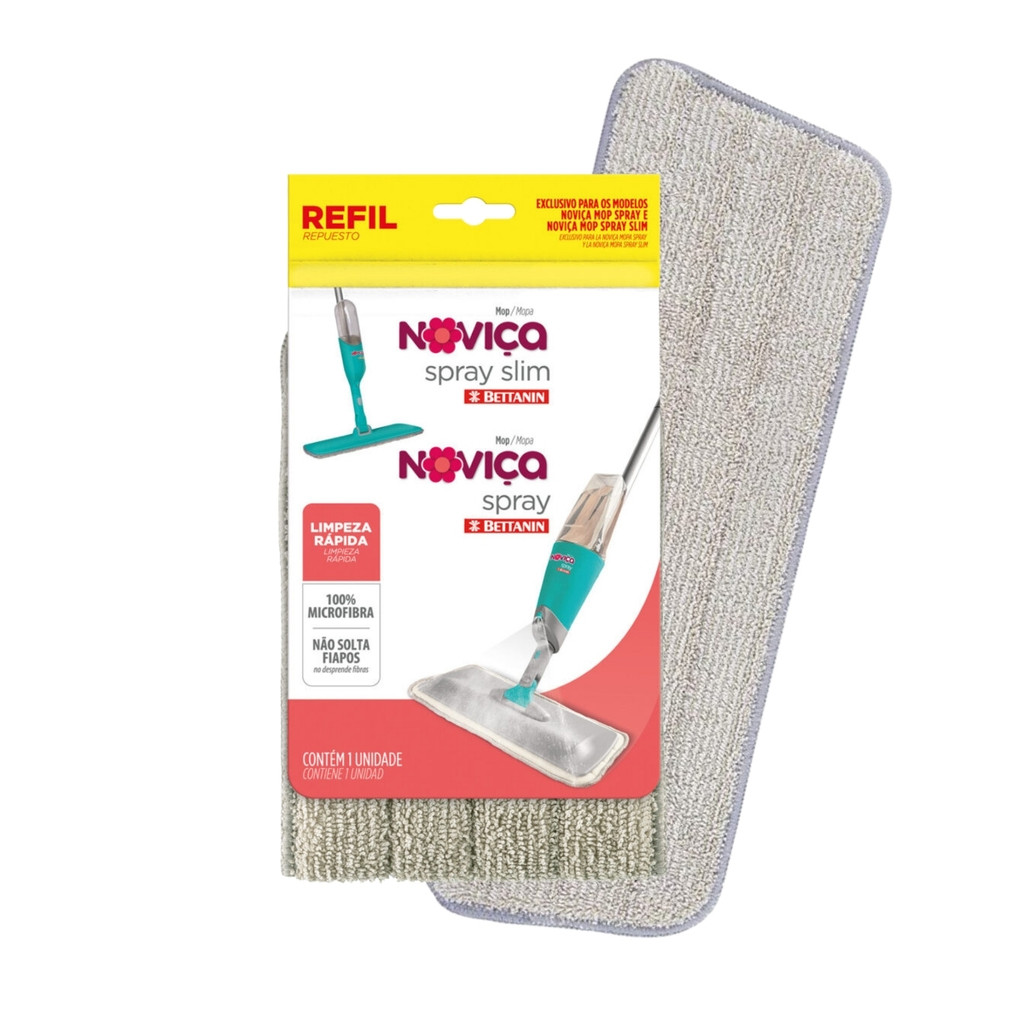 Refil Mop Noviça Spray / Spray Slim Microfibra Cinza Bettanin em Oferta na Shopee