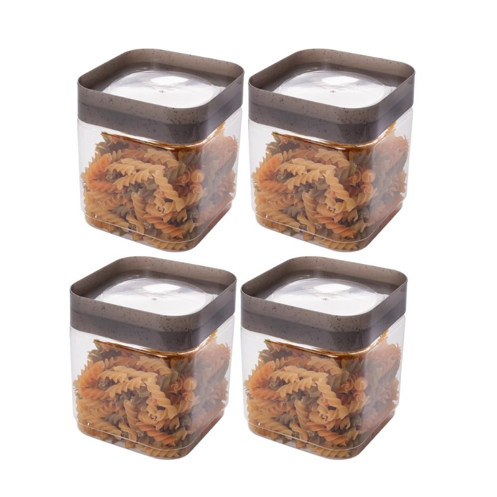 Kit 4 Potes Porta Mantimentos Quadrados 1,28 L Plug Plasútil em Oferta na Shopee