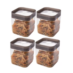 Kit 4 Potes Porta Mantimentos Quadrados 1,28 L Plug Plasútil