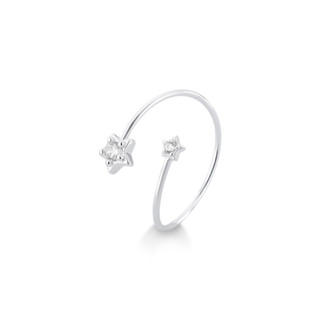 Anel Duas Estrelas Cravejado Regulável Prata 925 em Oferta na Shopee
