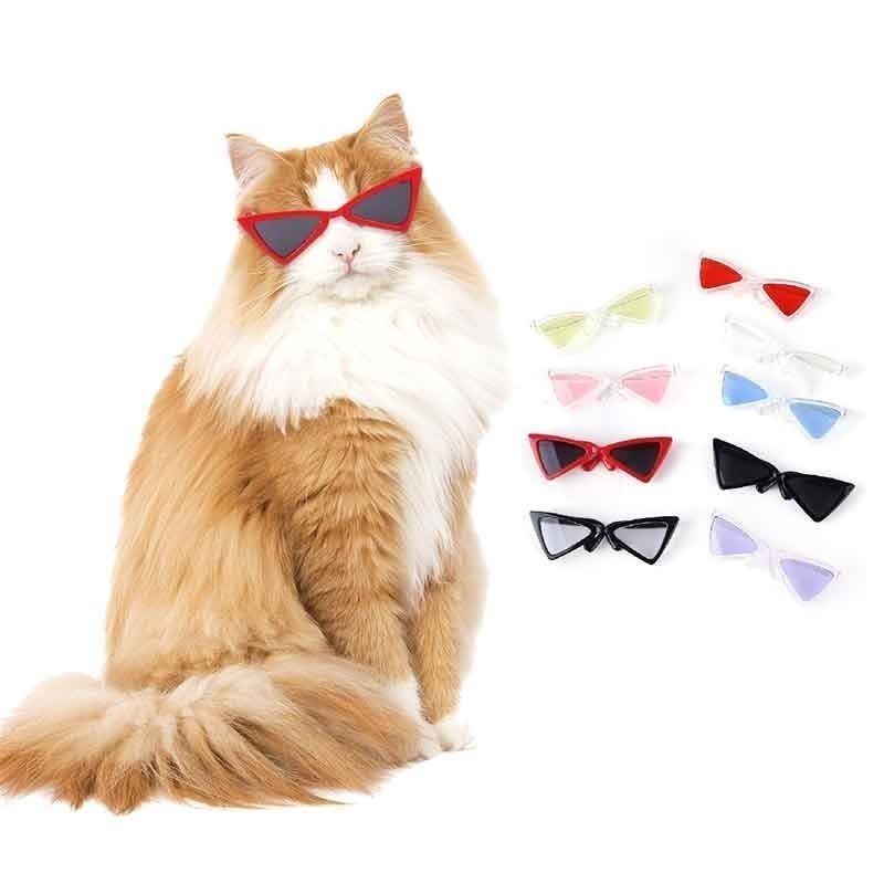 Óculos de Sol Vintage em Forma de Triângulo para Gatos, Acessórios para Fotos de Pequenos Animais de Estimação.