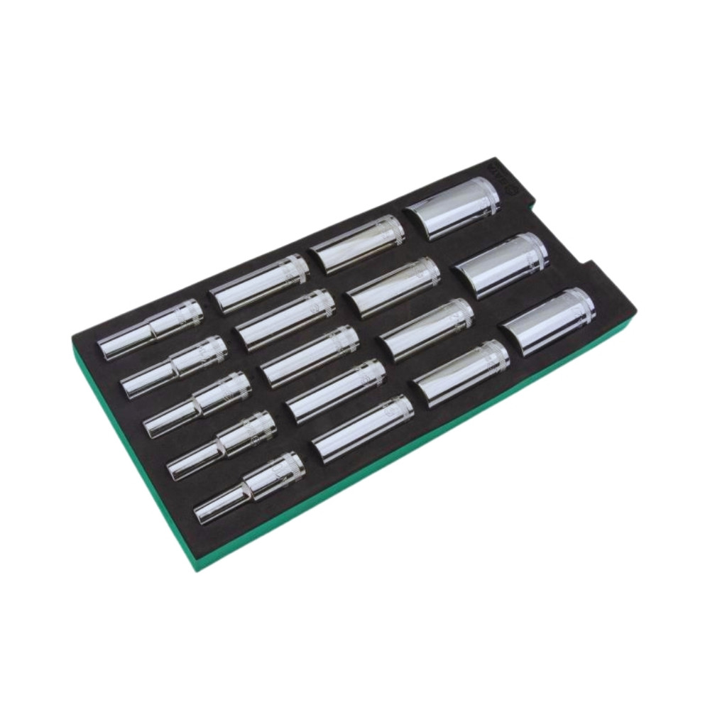 Jogo de Soquetes Sextavados Longos 1/2" (17 Peças) SATA