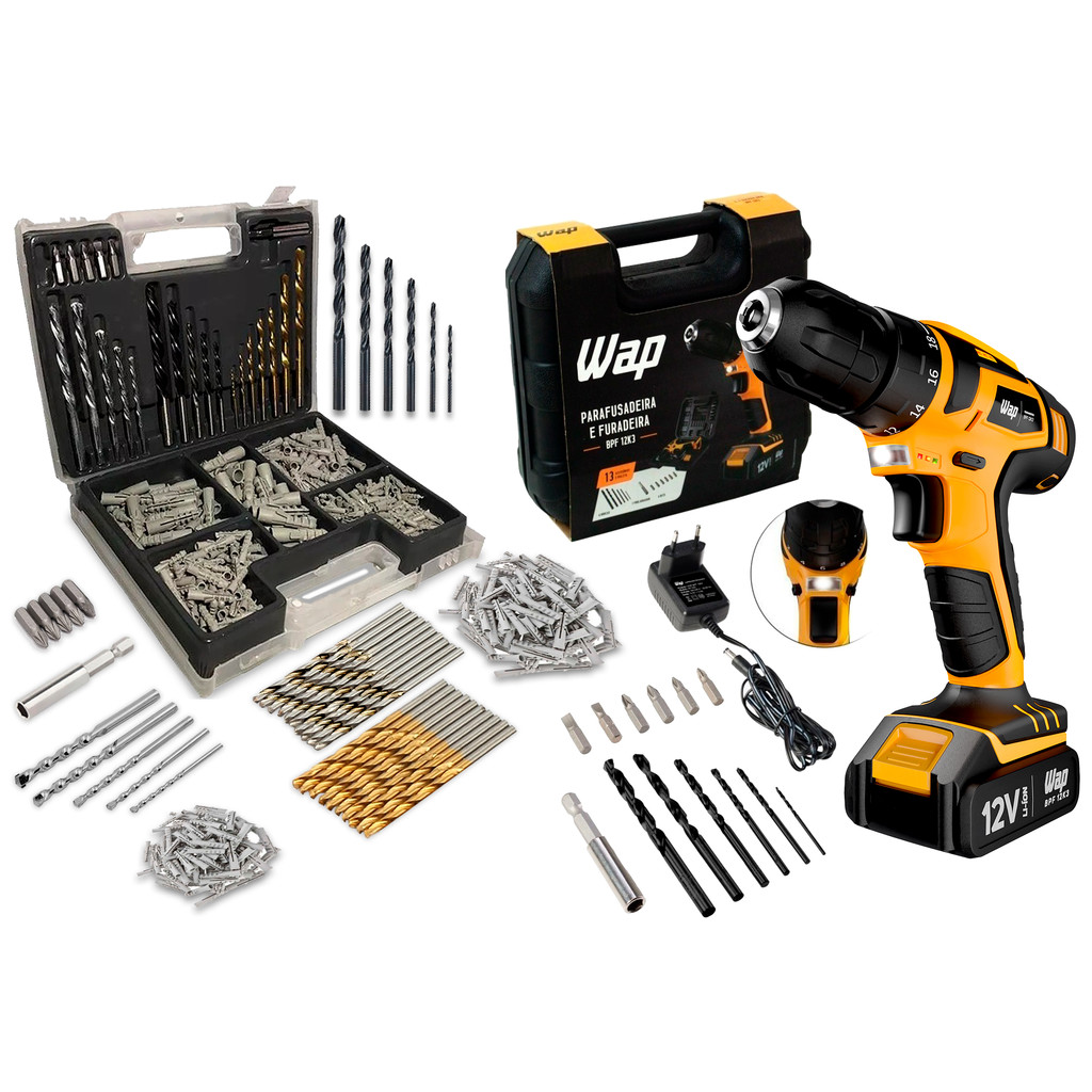 Kit Parafusadeira E Furadeira 12v BPF 12K3 Maleta + Kit 300 Peças em Oferta na Shopee