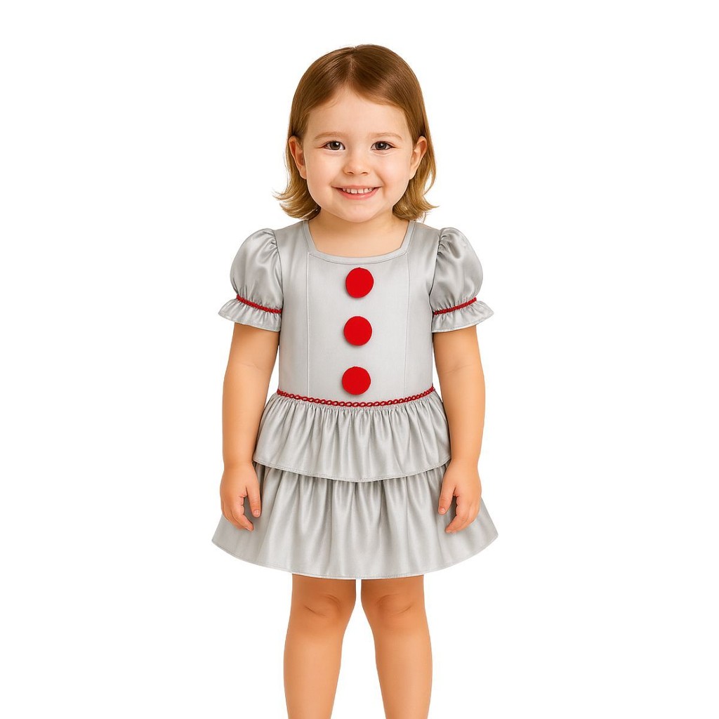 Fantasia Infantil Feminina IT Palhaço de Terror Halloween