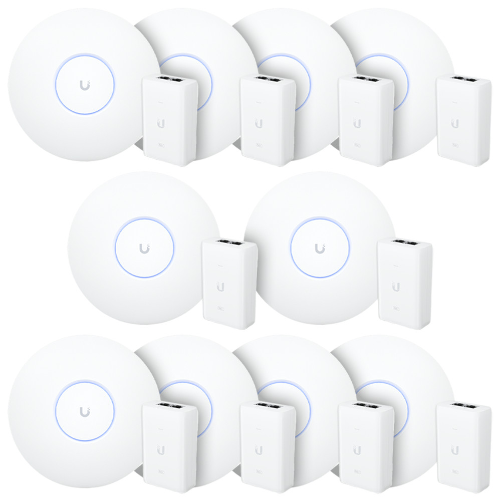 10 Roteador WiFi 6 Access Point 5.3 Gbps + 10 Injetor PoE+ | 10 U6 Pro Ubiquiti Com 10 Fontes 48V 30W