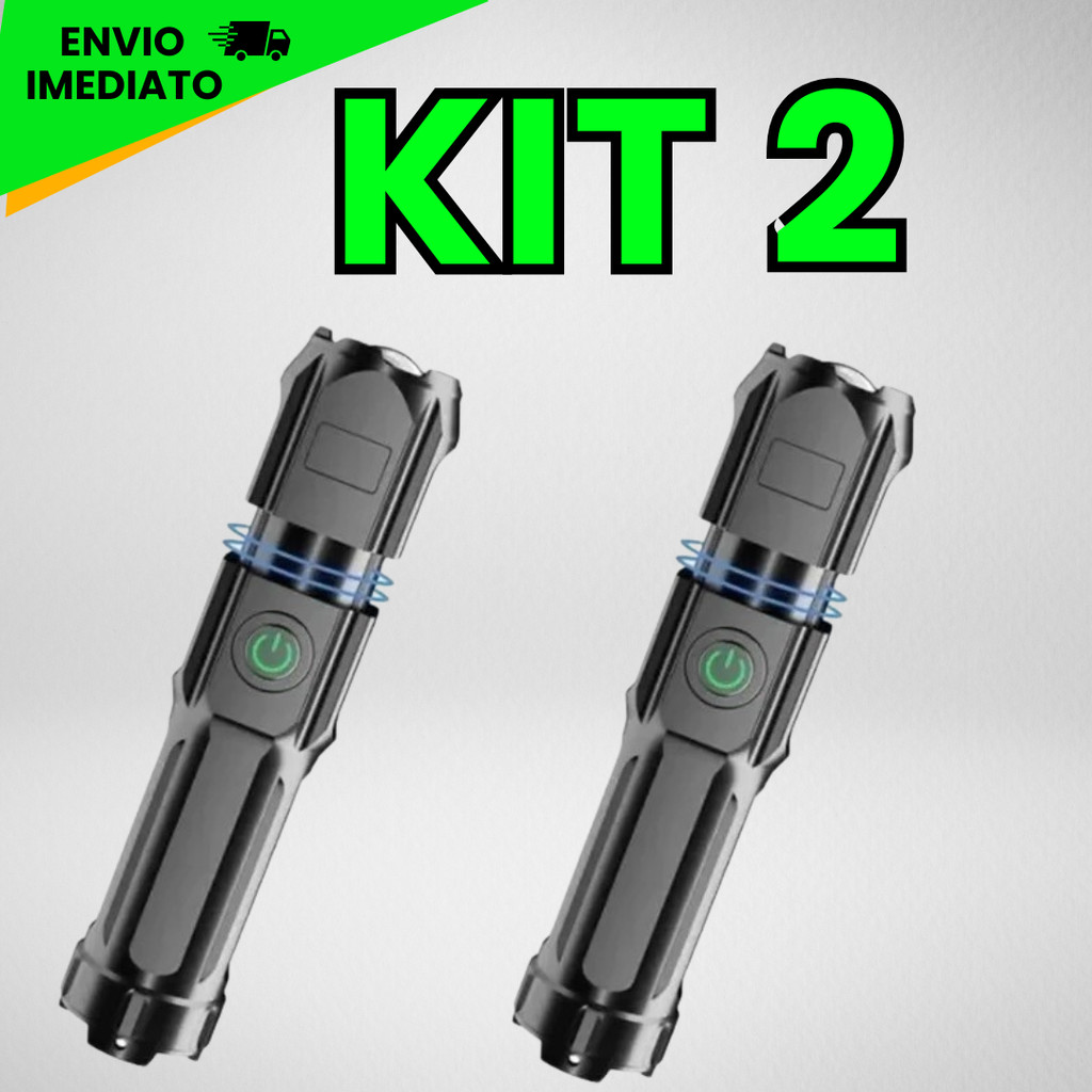 Tática Lanterna Potente LED USB Recarregável com Zoom Direcional e Resistente à Água 1371