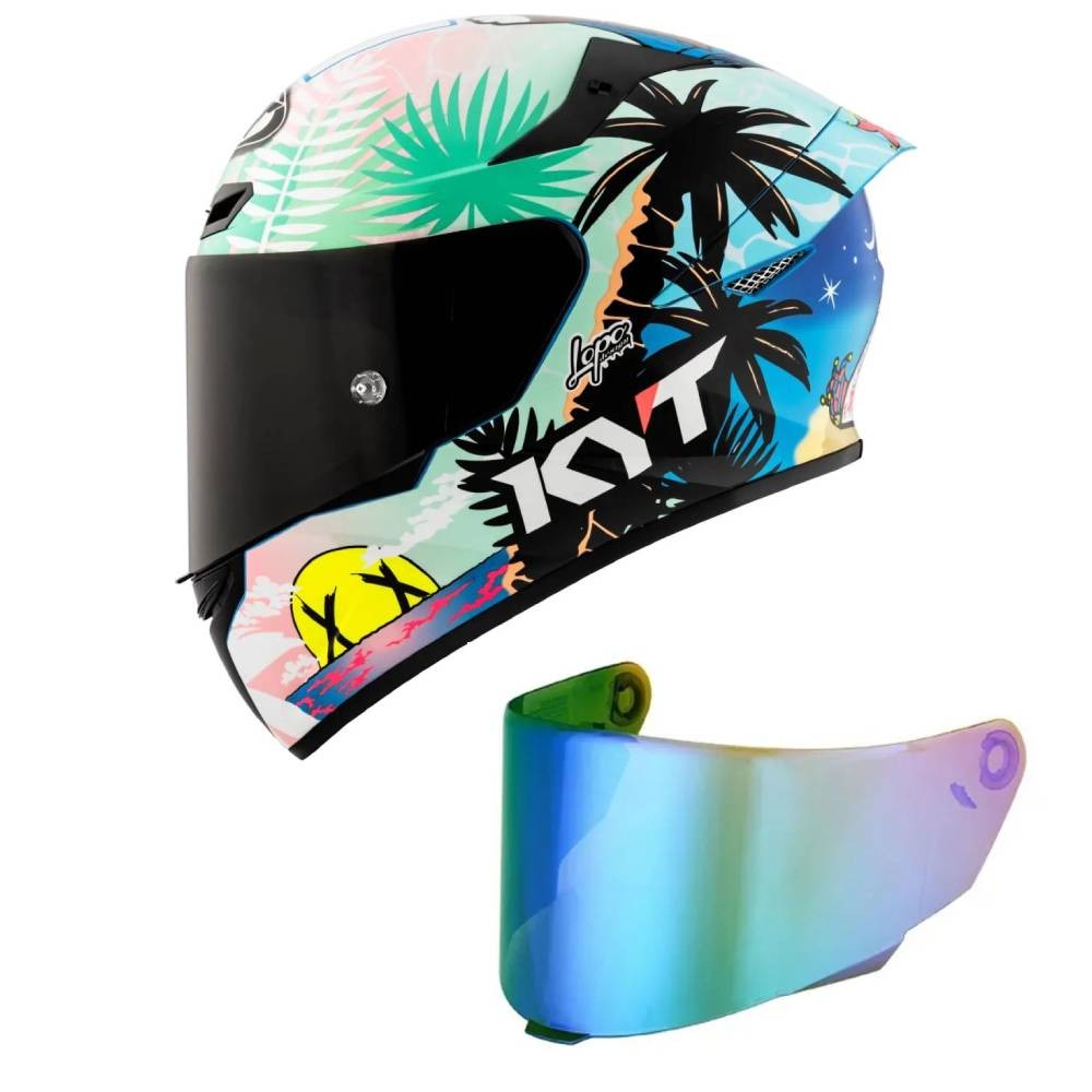 Capacete KYT TT Course Riccardo Rossi Barcelona Mais Viseira Camaleão
