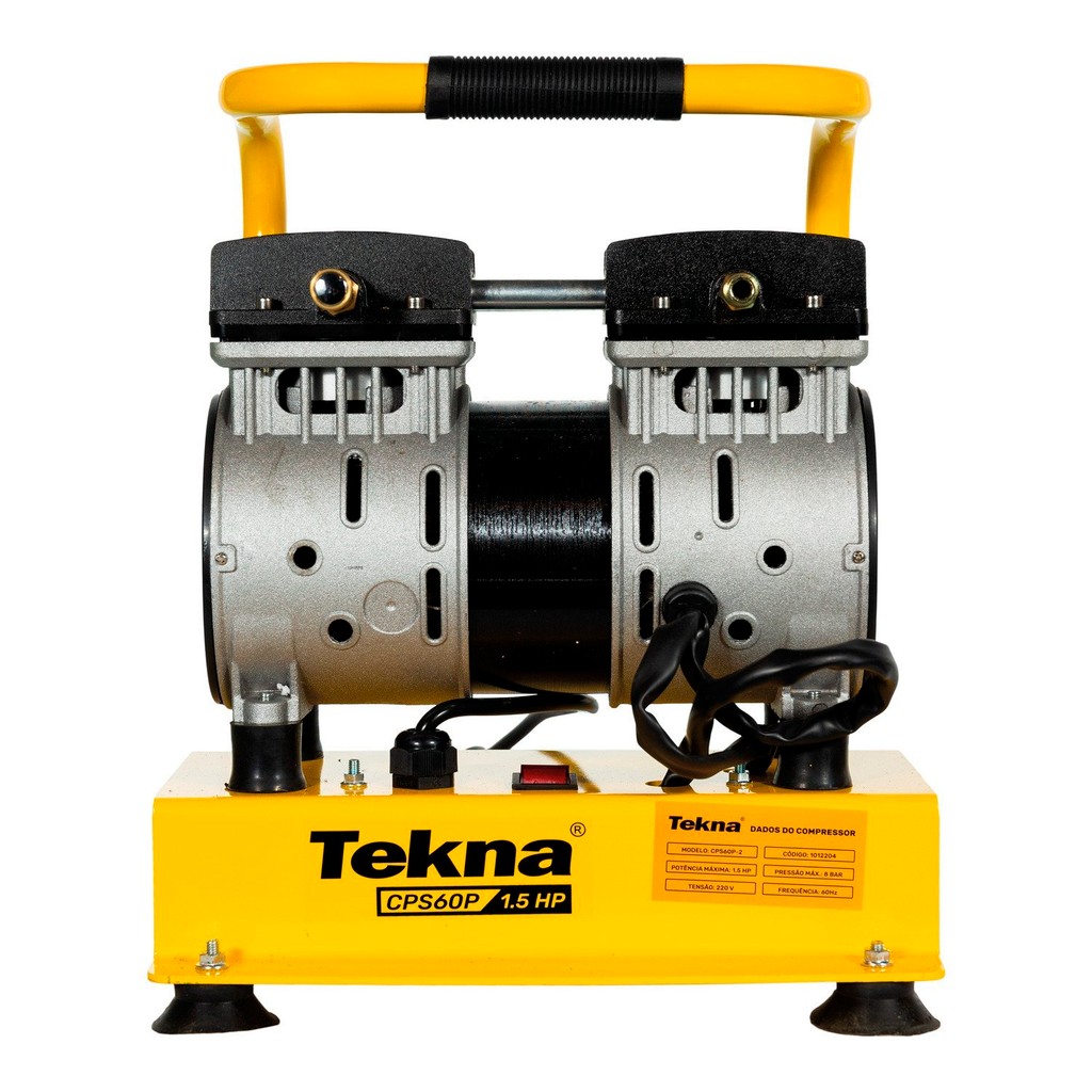 Compressor de Ar Silencioso Isento de Oleo Tekna CPS60P 220V/60hz sem Reservatorio Motor Eletrico 1,