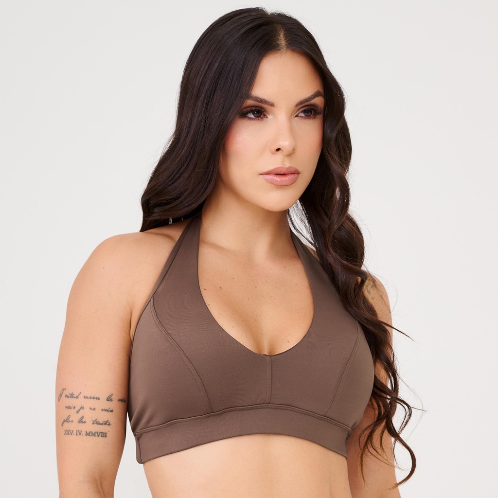 Top Frente Única Marrom Chocolamore Com Bojo