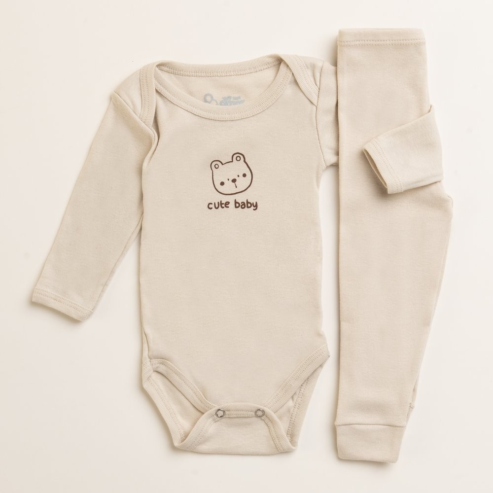 Conjunto Body Bebê Minimalista Ribana Algodão Cute Baby