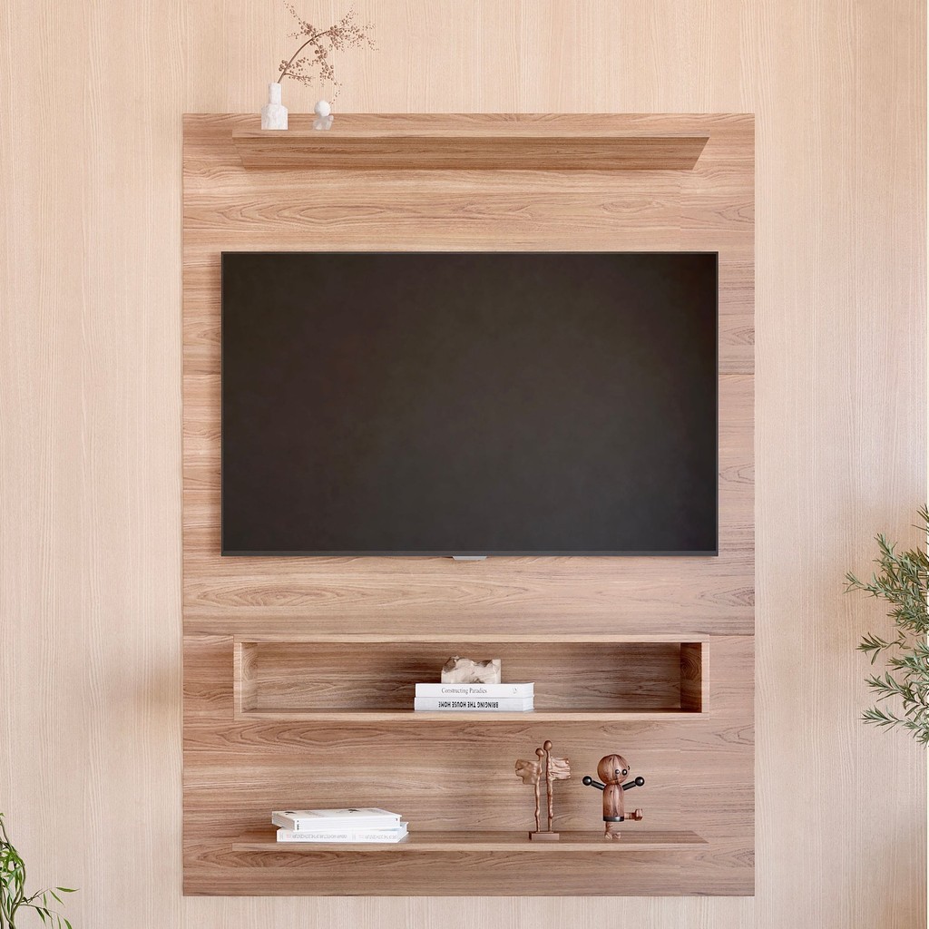 Painel para TV até 50 Polegadas 1 Nicho Boulevard Yescasa Amadeirado Montana em Oferta na Shopee