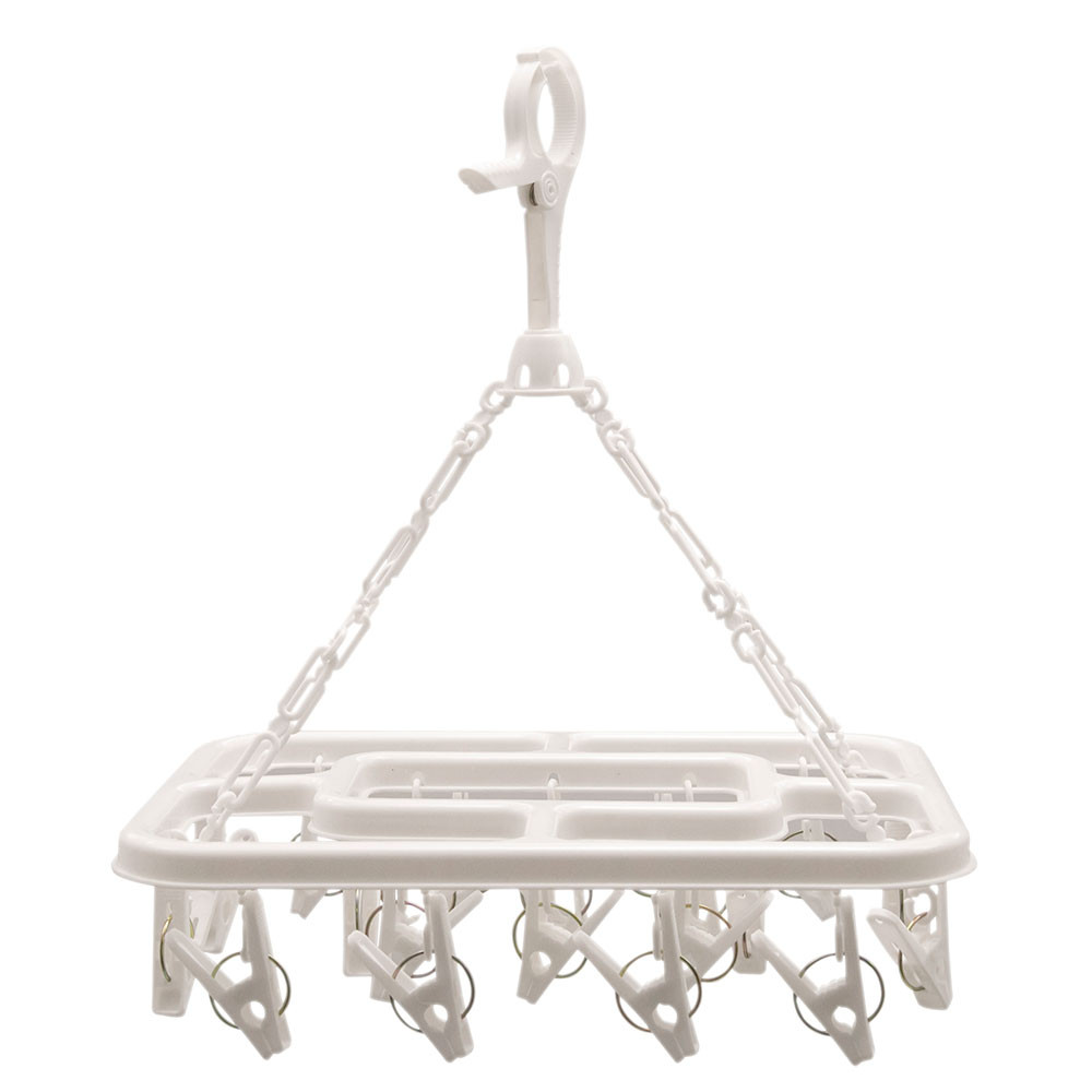 Mini Varal Plástico Retangular 20 Pregadores Branco Compacto Resistente Lavanderia Home Space