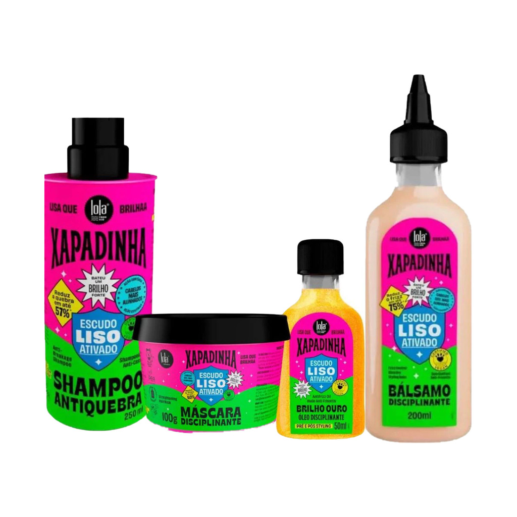 Kit Lola Xapadinha Shampoo 250g + Máscara 100g + Òleo Disciplinante 50ml + Bálsamo 200ml