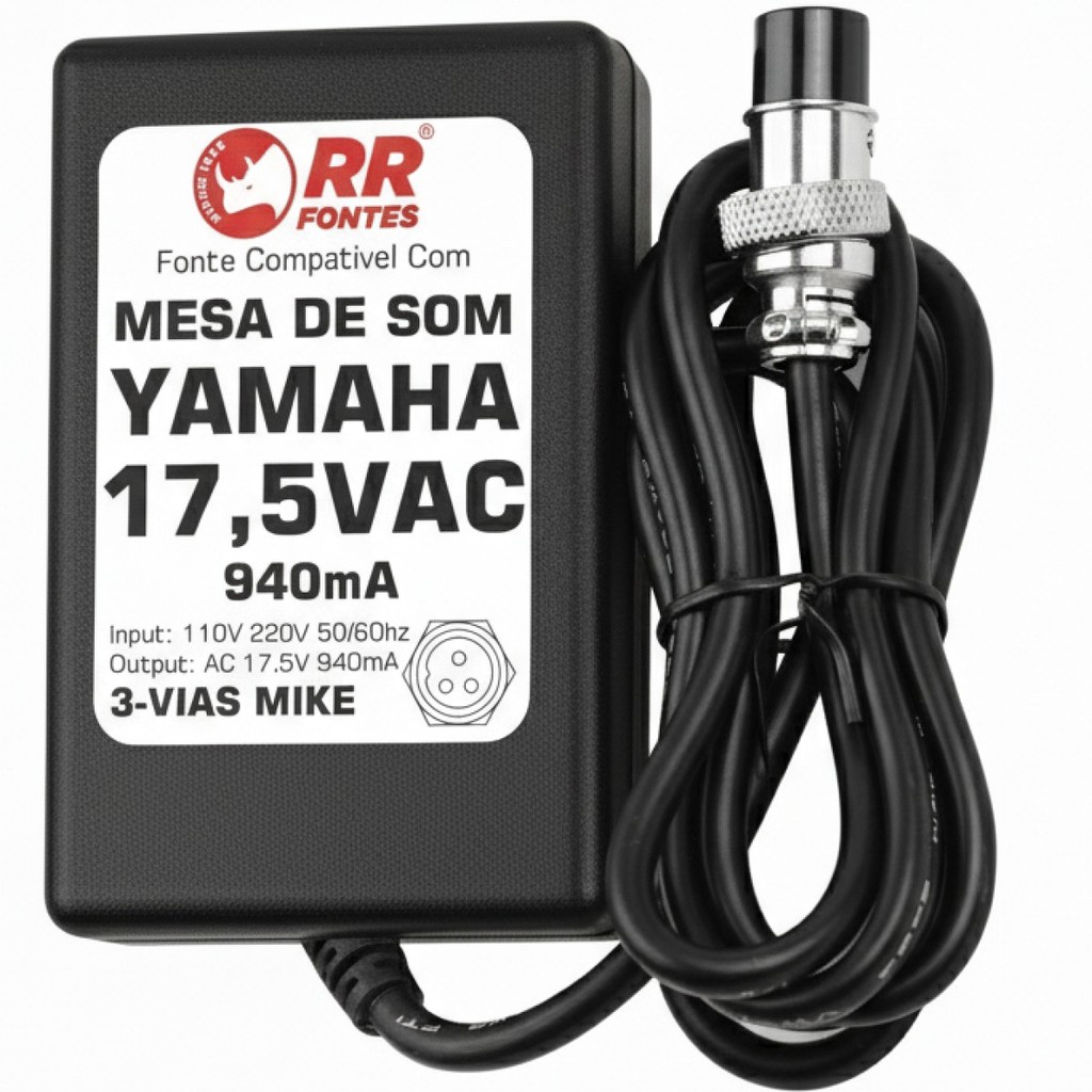 FONTE BIVOLT AC 17,5V PA-20 PARA MESA DE SOM MIXER Yamaha MG12 MG12XU MG12/4FX MG12/4