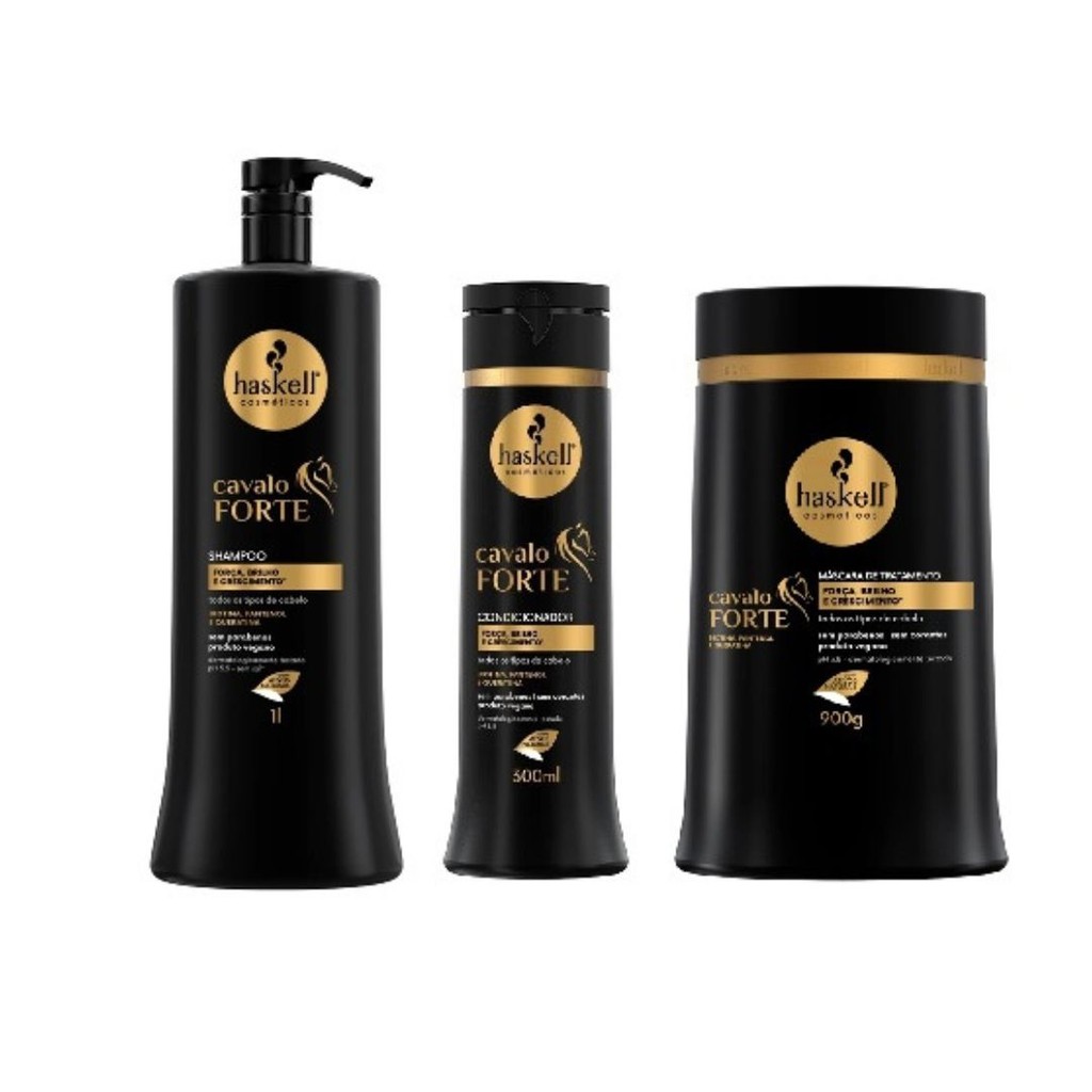 Kit Cavalo Forte Haskell Shampoo 1L + Cond 300ml + Masc 900g