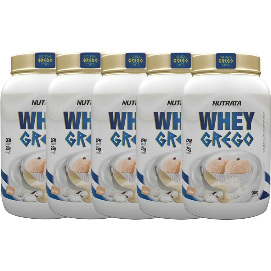 Kit 5X Whey Grego - 900g Beijinho - Nutrata
