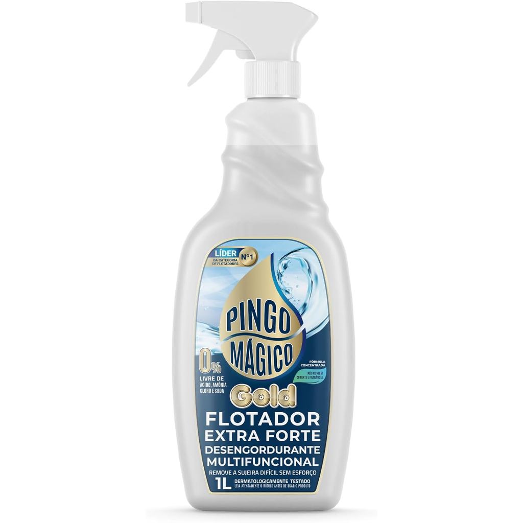 Pingo mágico Flotador gold extra forte desengordurante multiuso tira limo instantâneo 1L