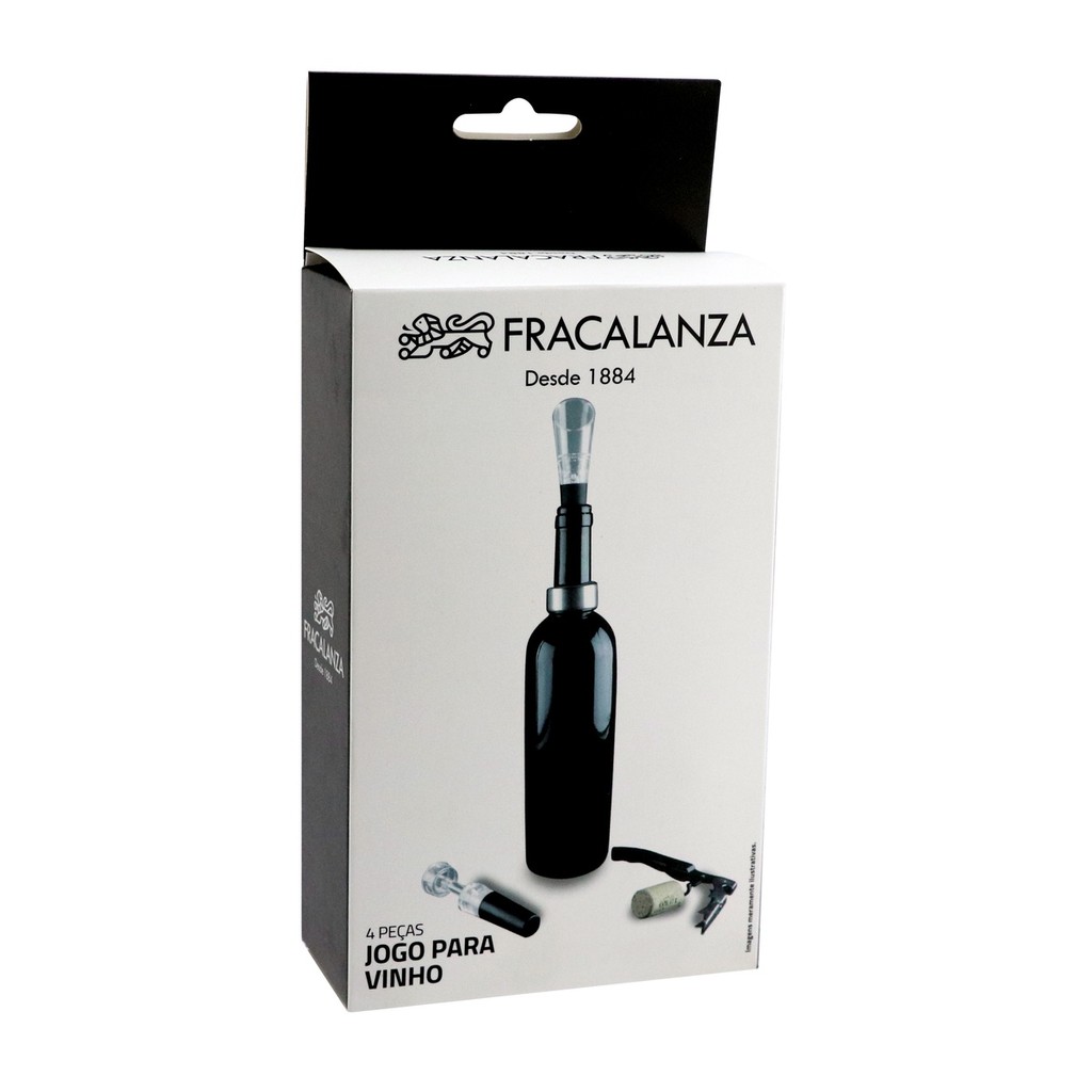 Jogo para Vinho 4 acessorios e Caixa personalizada -Fracalanza