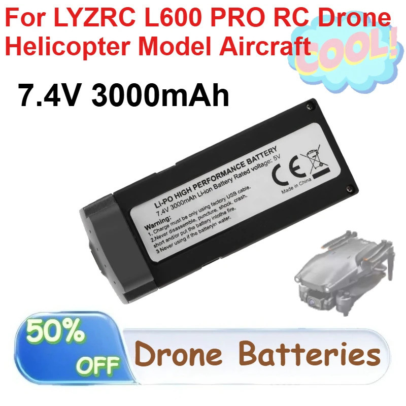 Bateria LiPo Recarregável De 7.4V 3000mAh Para Baterias De Íon-Lítio De Aeronaves Modelo De Helicóptero Drone LYZRC L600