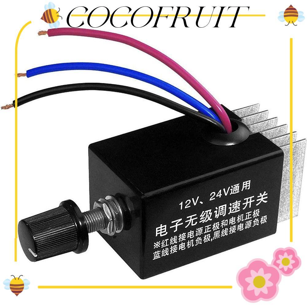 Interruptor De Regulação COCOFRUIT , Controlador De Velocidade Do Motor 10A DC 12V 24V Ventilador Preto
