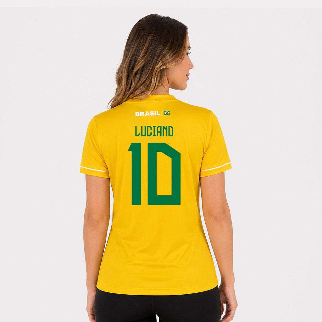 Camisa São Paulo Fábula Feminina Amarela 10 LUCIANO