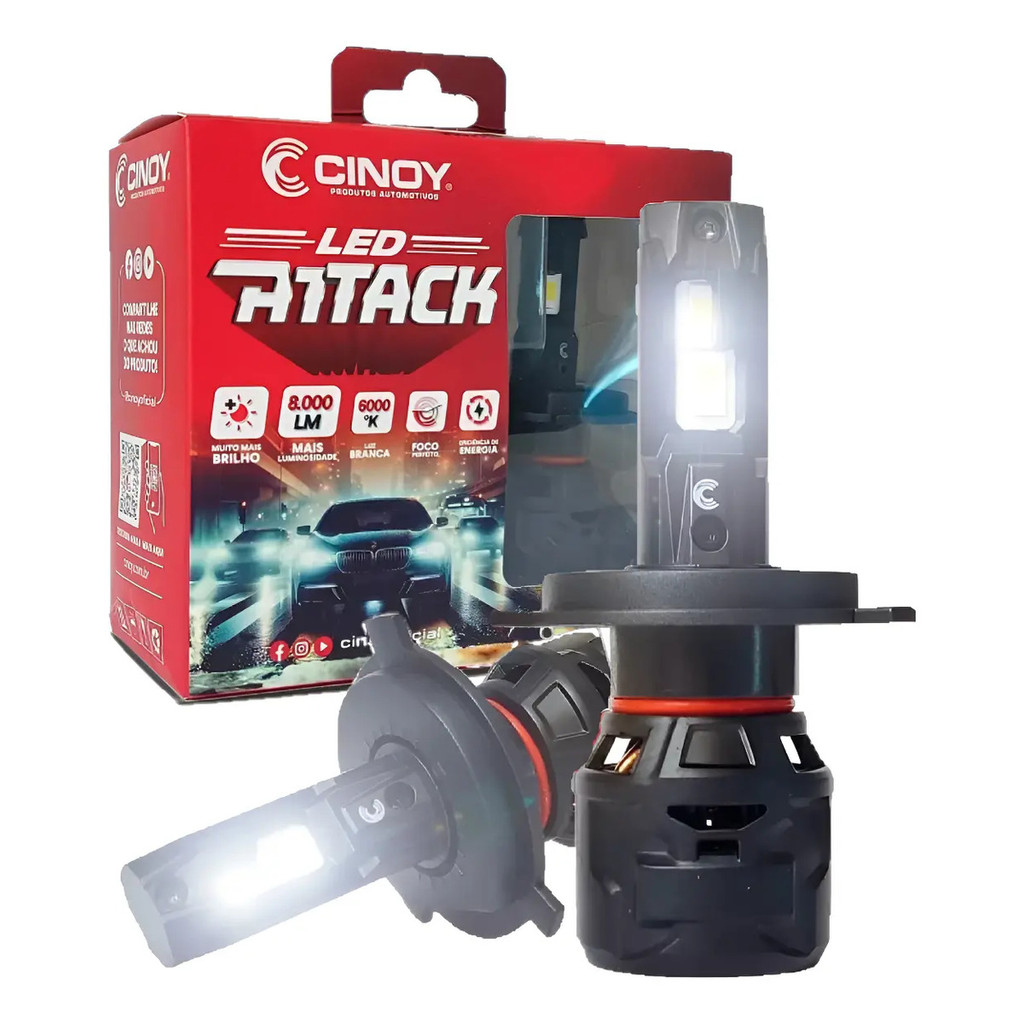 Lâmpada Led Cinoy Attack 8.000 Lumens 6.000k Plug & Play