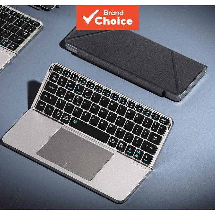 Teclado Dobrável Bluetooth JOMAA com Touchpad e Suporte, Teclado Sem Fio Recarregável para Android, iOS e Windows,